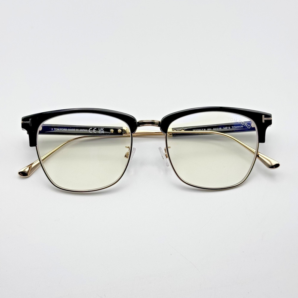 Tom Ford Eyeglasses Frame TF5590-F-B 001 Black Horn Rim Browline 52mm Asian Fit